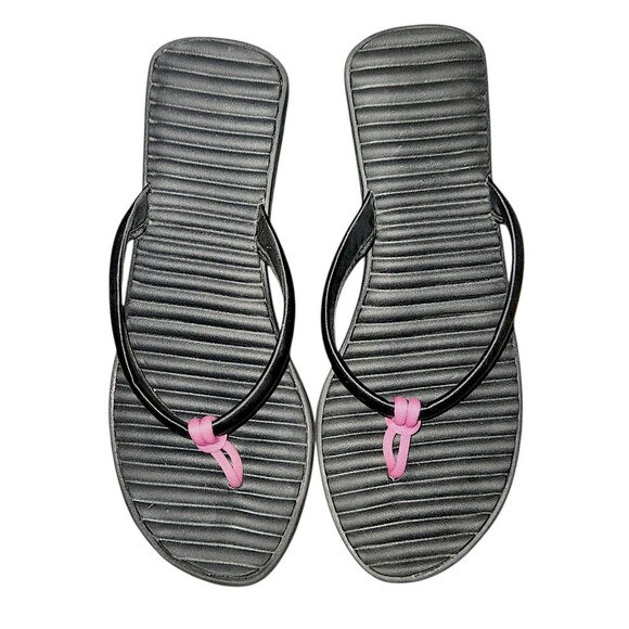 CROCS Cabana Slip On Thong Wedge Heels Flip Flops Sandals Black Rubber Womens 10 - Picture 1 of 5